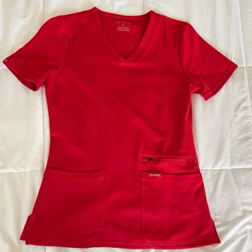 Jaanuu True Red Scrub Top